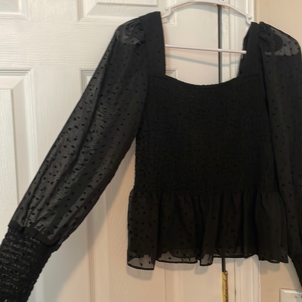 Black polka dot Nine West blouse - size medium
